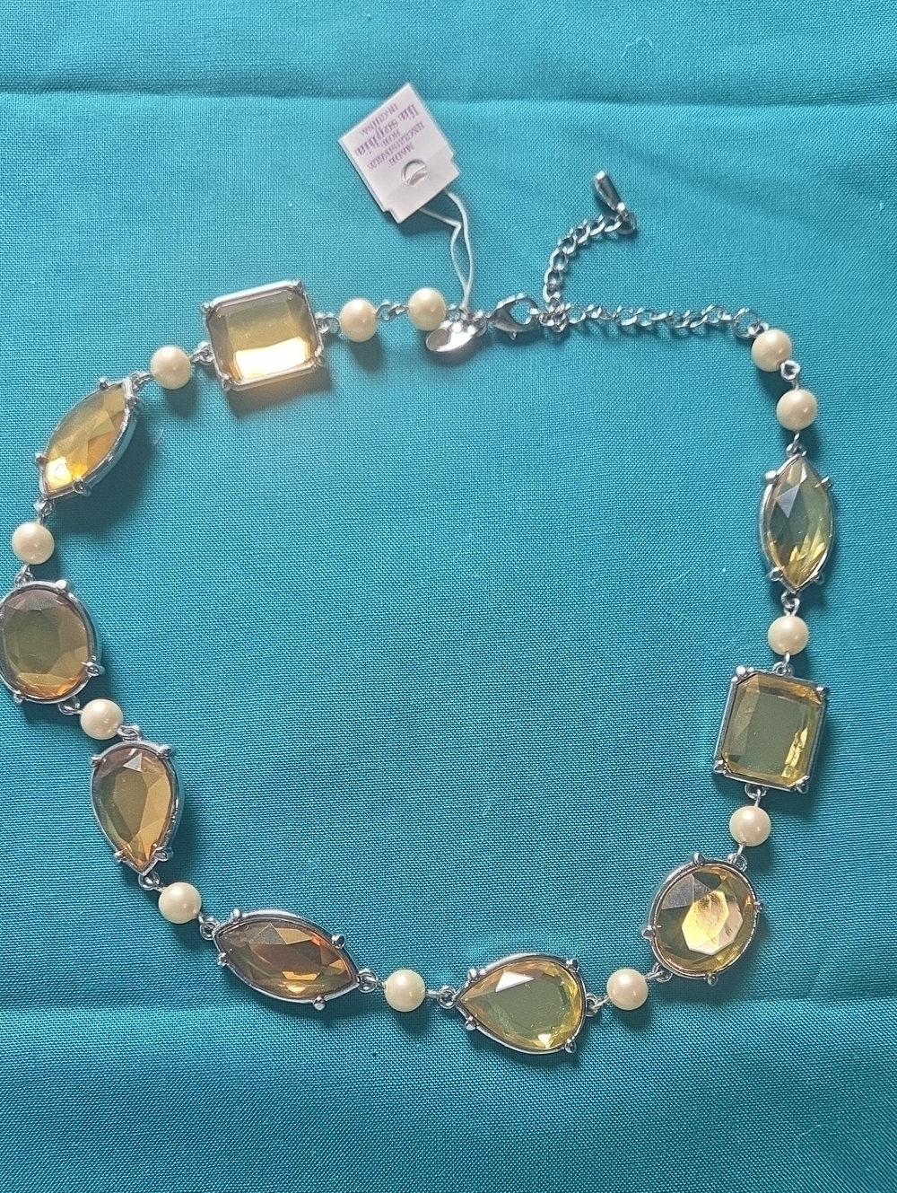 Lia Sophia Yellow Crystal and Cream Pearl Necklace